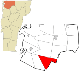 Location in Franklin County and the state of Vermont.