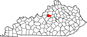 Map of Kentucky highlighting Spencer County