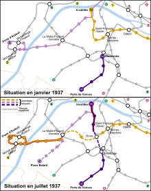Paris Metro maps from January and July, 1937