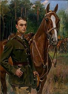 Wojciech Kossak - Portret Stefana Zamoyskiego z koniem 1929.jpg