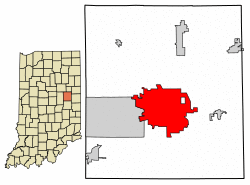 Location of Muncie in Delaware County, Indiana.