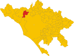 location of Anguillara Sabazia in the Metropolitan City of Rome