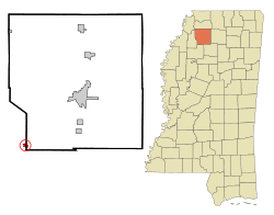 Location of Crowder, Mississippi