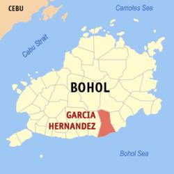Map of Bohol with Garcia Hernandez highlighted