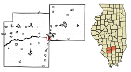 Location of Wamac in Clinton County, Illinois.