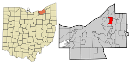 Location in Cuyahoga County and the state of Ohio.