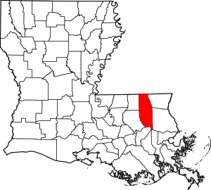 Map of Louisiana highlighting Tangipahoa Parish