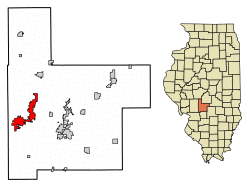 Location of Litchfield in Montgomery County, Illinois.