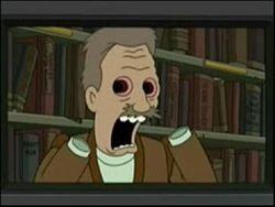 A man yelling as his hands and eyes have fallen off.
