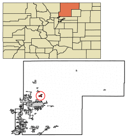 Location of Eaton in Weld County, Colorado.