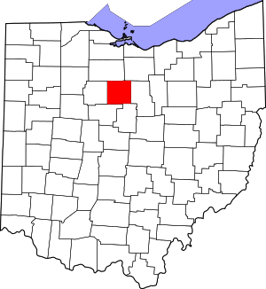 Map of Ohio highlighting Crawford County