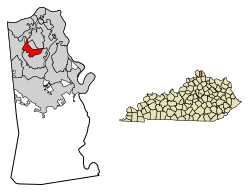 Location of Crestview Hills in Kenton County, Kentucky.