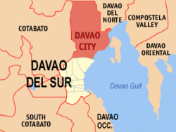 Map of Davao Region with Davao City highlighted