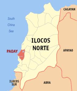 Map of Ilocos Norte with Paoay highlighted