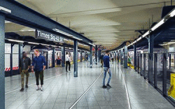 Rendering of widened platform at Times Square