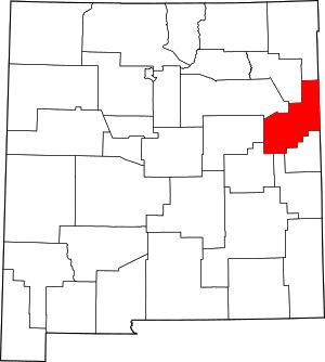 Map of New Mexico highlighting Quay County