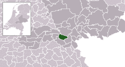Highlighted position of Beuningen in a municipal map of Gelderland