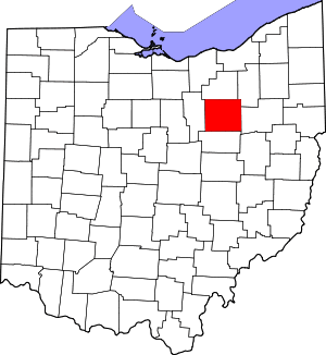 Map of Ohio highlighting Wayne County