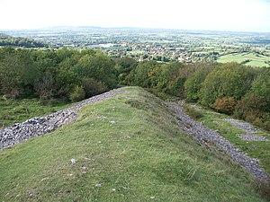View from the Iron Age hillfort at Dolebury Warren with Churchill village in the distance.