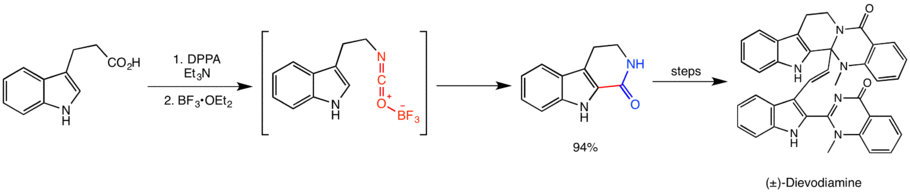 The Curtius rearrangement in the total synthesis of Dievodiamine