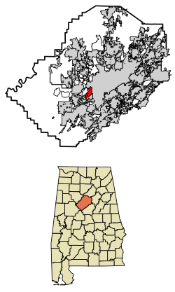Location of Fairfield in Jefferson County, Alabama.