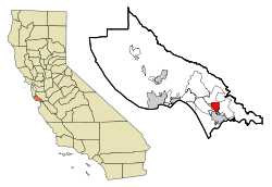Location in Santa Cruz County and the state of California