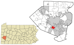 Location in Allegheny County and the state of Pennsylvania.