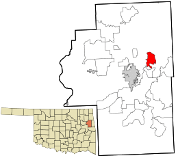 Location within Cherokee County and the state of Oklahoma