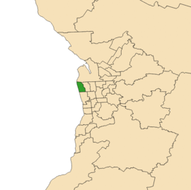 Map of Adelaide, South Australia with electoral district of Lee highlighted