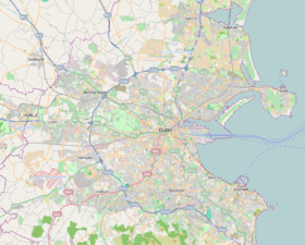 Map of Dublin with the four League of Ireland Premier Division Dublin teams