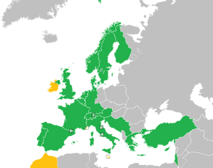 A coloured map of the countries of Europe