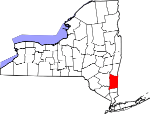 Map of New York highlighting Dutchess County