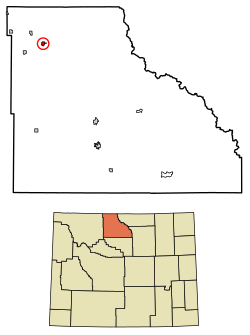Location of Lovell in Big Horn County, Wyoming.