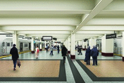 Rendering of widened platform at Grand Central