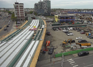 Aerial view of Lechmere station construction, May 2020.png