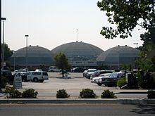 The Century 22 Theater in San Jose where the film was test screened with a parking lot in front of it