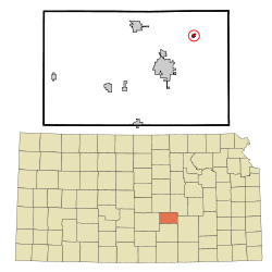 Location within Harvey County and Kansas