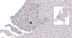 Highlighted position of Ridderkerk in a municipal map of South Holland