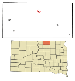 Location in McPherson County and the state of South Dakota