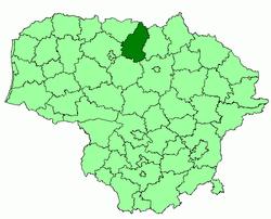 Location of Pakruojis district municipality within Lithuania