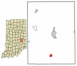 Location of Milroy in Rush County, Indiana.