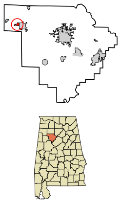 Location of Kansas in Walker County, Alabama.