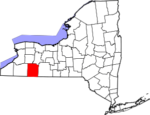 Map of New York highlighting Allegany County