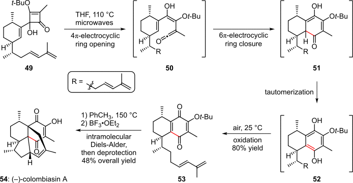 Scheme 10. Electrocyclic cascade in the total synthesis of (–)-colombiasin A