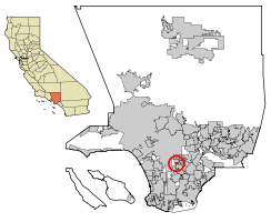 Location of Walnut Park in Los Angeles County, California.