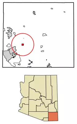 Location of Tombstone in Cochise County, Arizona.