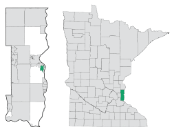 Location of the city of Bayport within Washington County, Minnesota