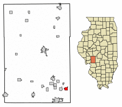 Location of Mount Olive in Macoupin County, Illinois.