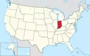 Map of the United States highlighting Indiana