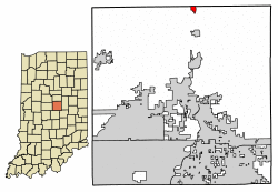 Location of Atlanta in Hamilton County, Indiana.